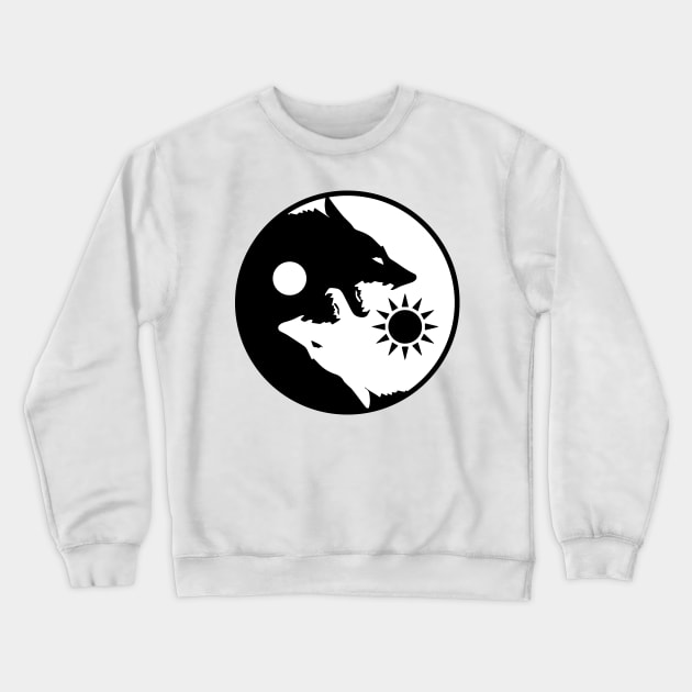 The Wolves Within Yin and Yang Symbol Crewneck Sweatshirt by Mandra